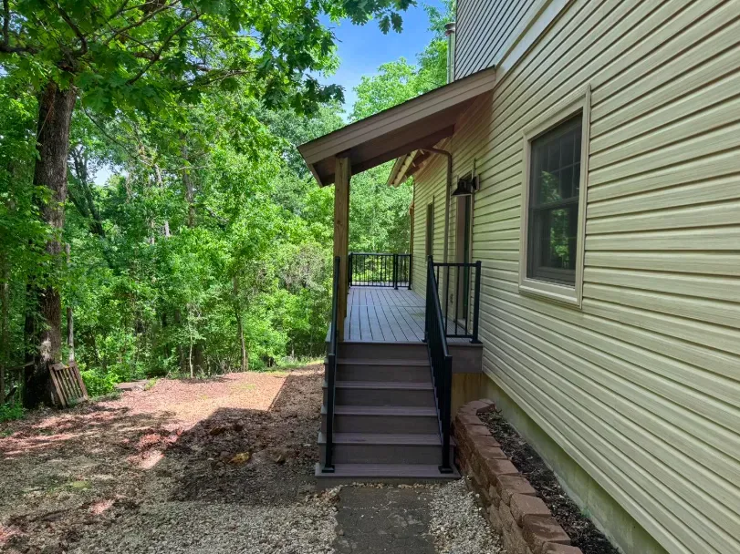376sqft TimberTech composite deck with railings — JHG Contracting LLC serving Prairie Grove, AR