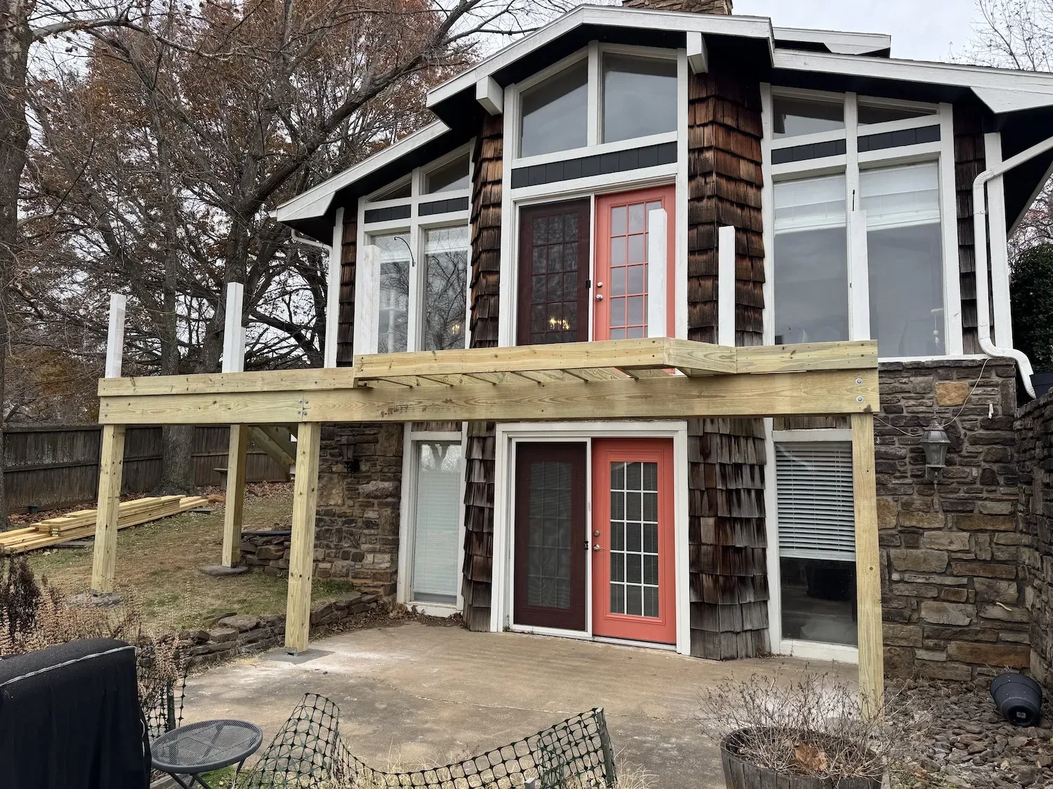 7x24 deck with cedar handrails — JHG Contracting LLC serving Pea Ridge, AR